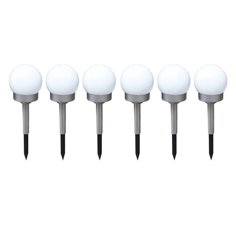 etc-shop LED Gartenleuchte, LED-Leuchtmittel fest verbaut, Neutralweiß, 6x LED Außen Solar Steck Leuchten Erdspieß Balkon Kugel Strahler Park von etc-shop