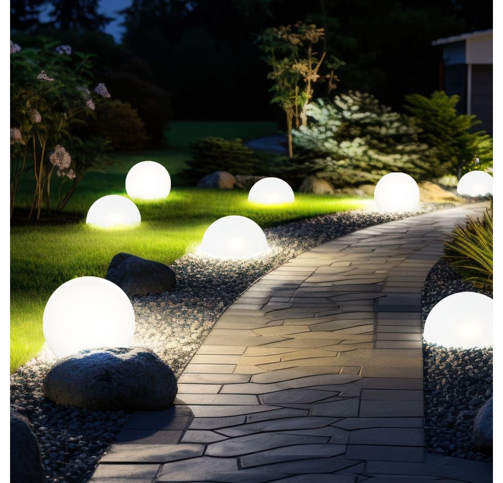 etc-shop LED Gartenleuchte, LED-Leuchtmittel fest verbaut, Warmweiß, 8er Set LED Solar Außen Leuchten Garten Weg Halb Kugel von etc-shop