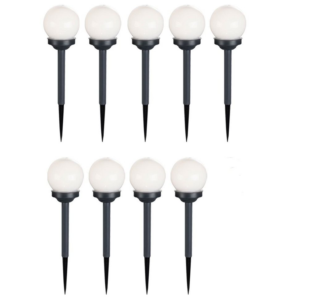 etc-shop LED Gartenleuchte, LED-Leuchtmittel fest verbaut, 9er Set LED Solar Kugel Lampen Garten Weg Beleuchtung Außen Erdspieß von etc-shop