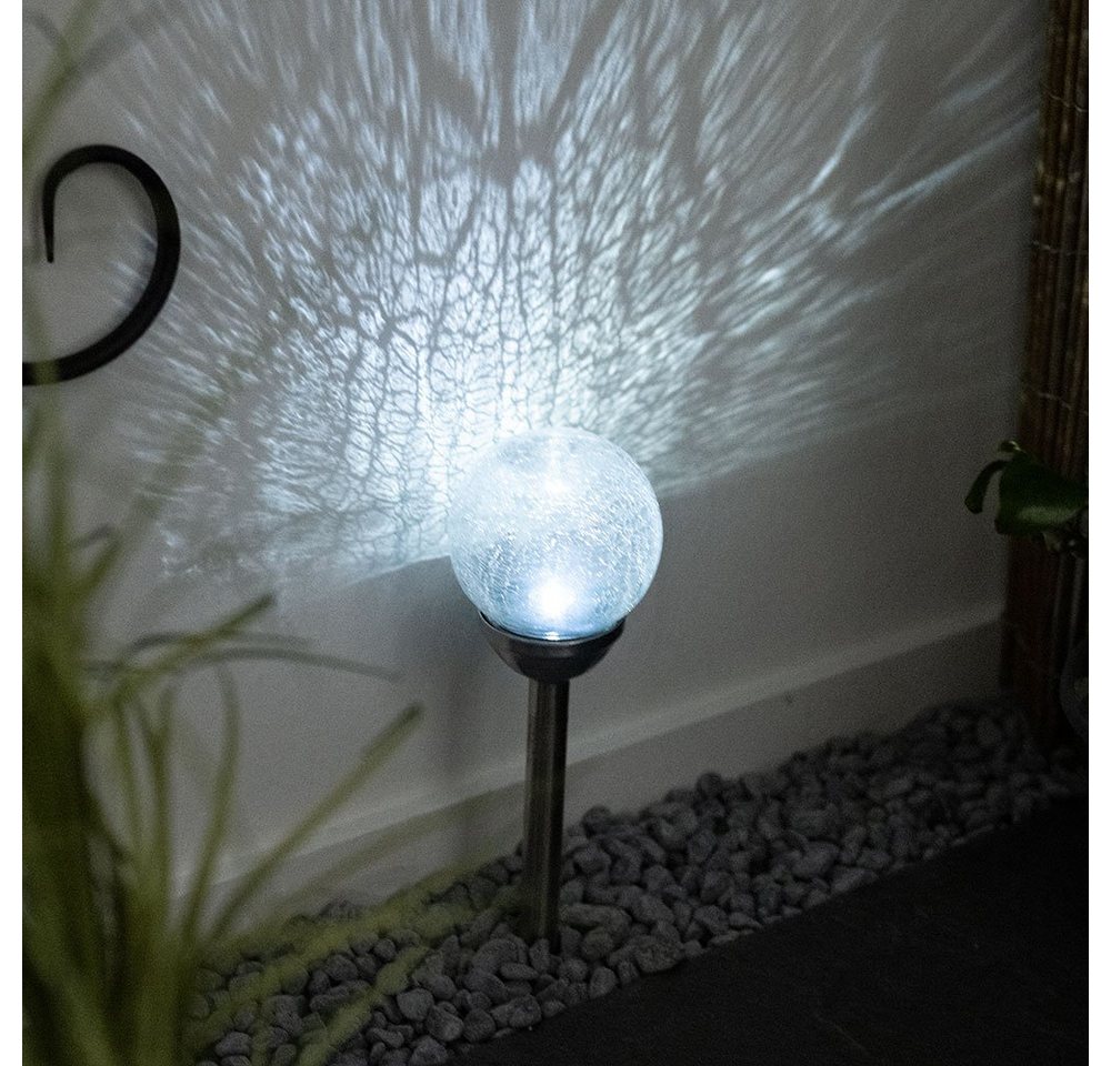 etc-shop LED Gartenleuchte, LED-Leuchtmittel fest verbaut, Neutralweiß, Solar Kugel Steckleuchte Glas Gartendeko Solarlampen Glaskugel von etc-shop