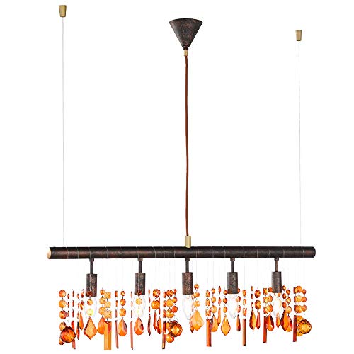 etc-shop LED Hängeleuchte Esstischleuchte Kristall Pendelleuchte Wohnzimmerl, braun bernstein, 5 flammig LED warmweiß, LxBxH 80x9,8x150 cm etc-shop LED Hängeleuchte Esstischleuchte Kristall Pendelleuchte Wohnzimmerl, braun bernstein, 5 flammig LED warmweiß, LxBxH 80x9,8x150 cm von etc-shop