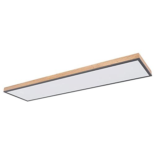 etc-shop LED Holzlampe Esszimmer Lampen Holzoptik LED Deckenleuchte rechteckig, MDF opal graphit modern, 1x LED 36W 2250Lm 3000K, HxLxB 6,5x120x30cm von etc-shop