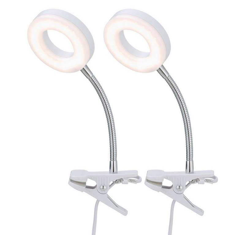 etc-shop LED Klemmleuchte, LED-Leuchtmittel fest verbaut, Warmweiß, Klemmstrahler Tischlampe Leseleuchte flexibel LED H 21 cm 2er Set von etc-shop