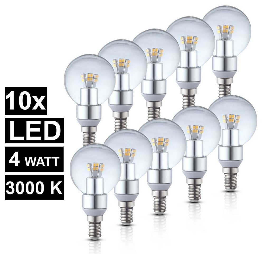 etc-shop LED-Leuchtmittel, 10er Set 4 Watt LED E14 Leuchtmittel Birnen 3000 Kelvin von etc-shop