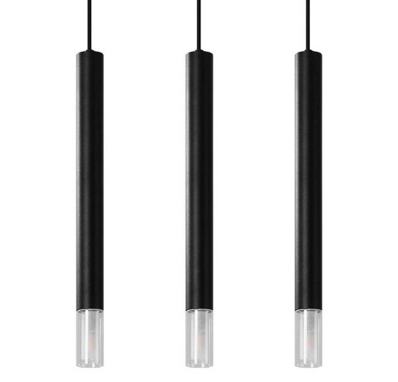 etc-shop LED Pendelleuchte, Leuchtmittel nicht inklusive, Pendellampe Hängeleuchte Deckenlampe Stahl Glas Schwarz 3 Flammig von etc-shop