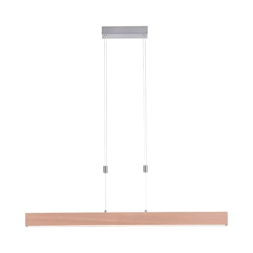 etc-shop LED Pendelleuchte Holzdekor Hängelampe Esstisch Touchdimmer, Holzoptik Memory CCT, braun Stahl silber, 1x LED 30W 1600Lm 2700-5000K, HxLxB 160x110x5cm von etc-shop