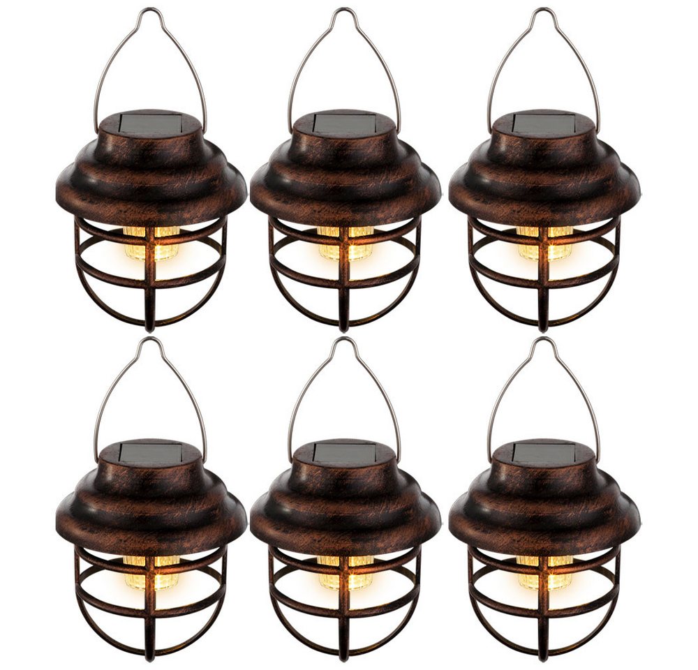 GLOBO LIGHTING LED Solarleuchte, LED-Leuchtmittel fest verbaut, 6er Set LED Solar Laternen Gitter Lampen Garten Deko Außen Beleuchtung von GLOBO LIGHTING
