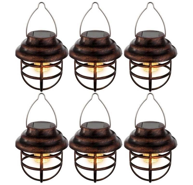 GLOBO LIGHTING LED Solarleuchte, LED-Leuchtmittel fest verbaut, 6er Set LED Solar Laternen Gitter Lampen Garten Deko Außen Beleuchtung von GLOBO LIGHTING