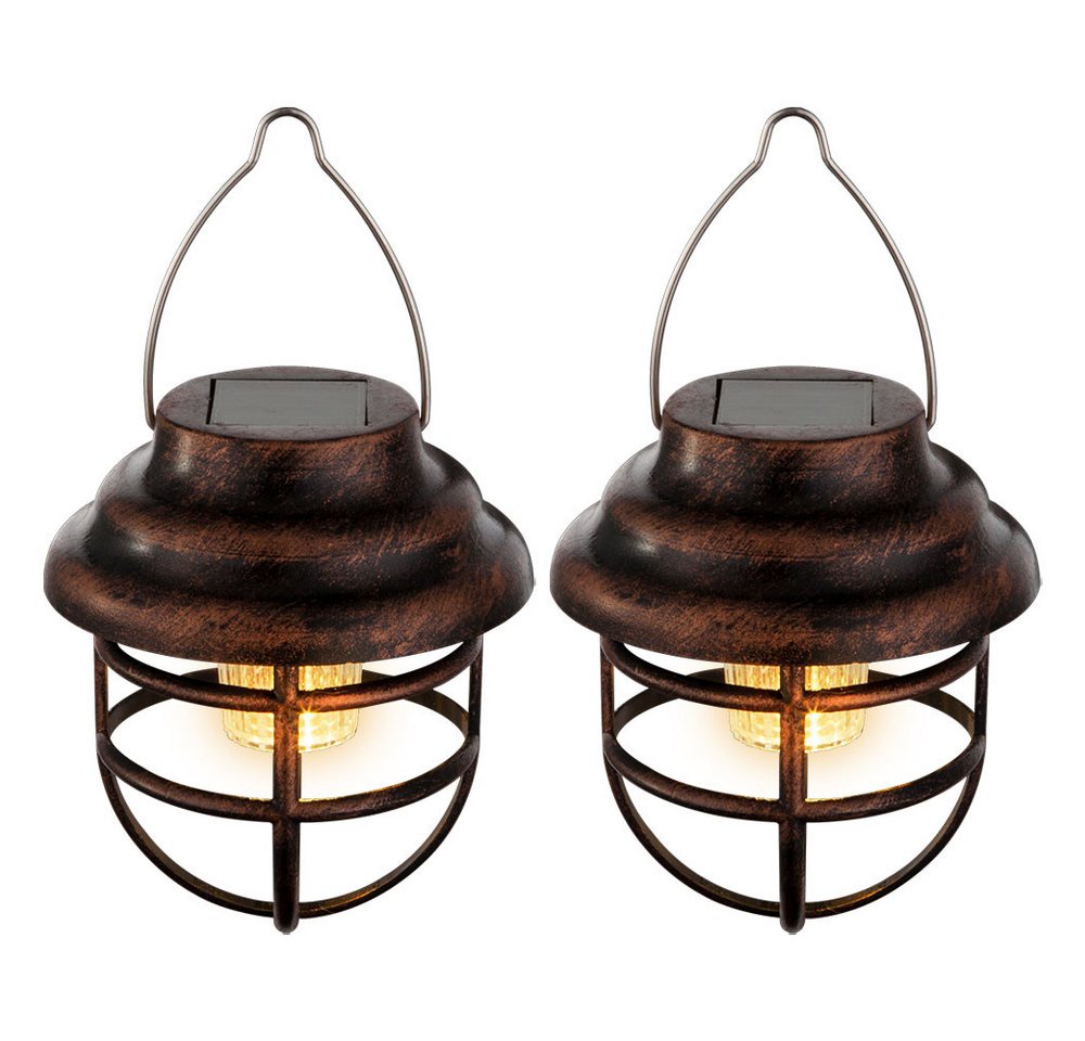 GLOBO LIGHTING LED Solarleuchte, LED-Leuchtmittel fest verbaut, 2er Set LED Solarleuchte Laterne Gartendeko rost klar Außenlampe von GLOBO LIGHTING