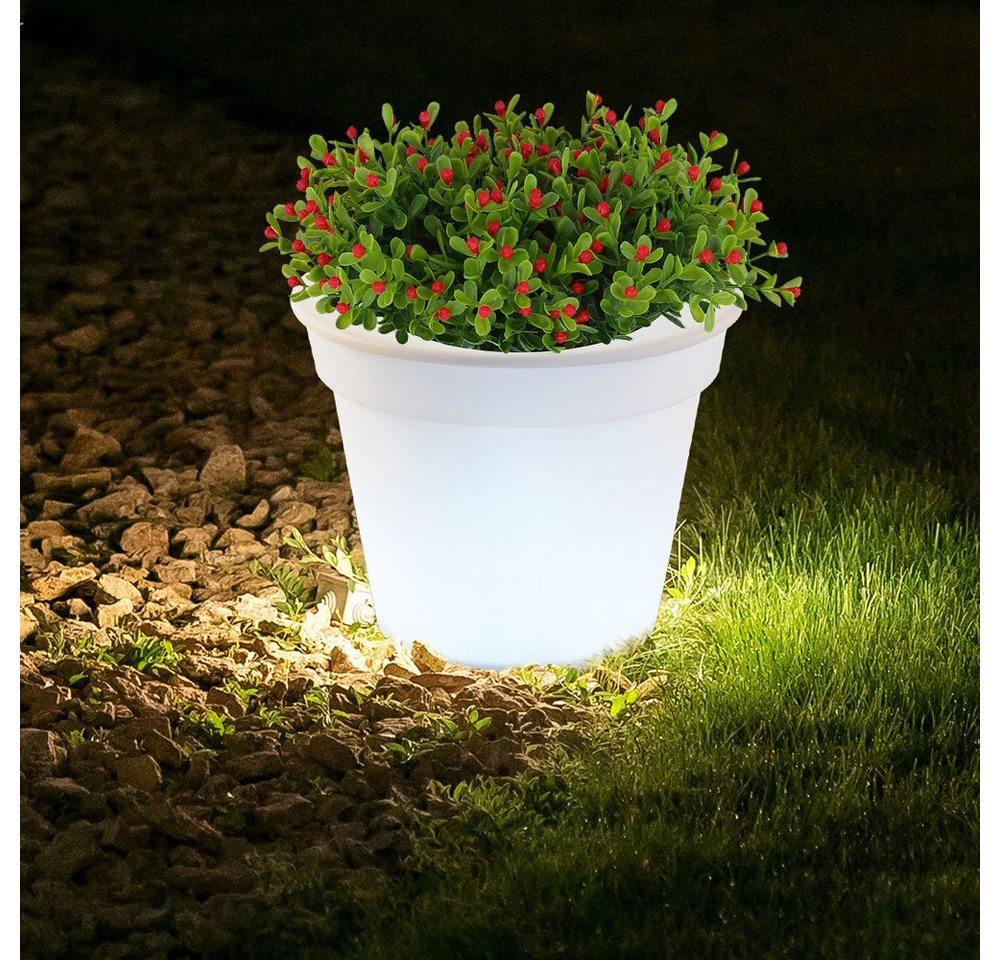 etc-shop Gartenleuchte, LED-Leuchtmittel fest verbaut, LED Solar Leuchte Blumen Topf Außen Beleuchtung Dekoration Steh Lampe von etc-shop