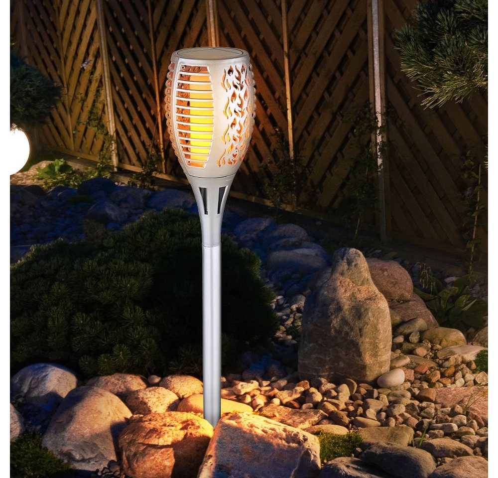 etc-shop LED Solarleuchte, Leuchtmittel inklusive, Warmweiß, Solarlampen für außen Garten Steckleuchte Flammeneffekt IP44 von etc-shop