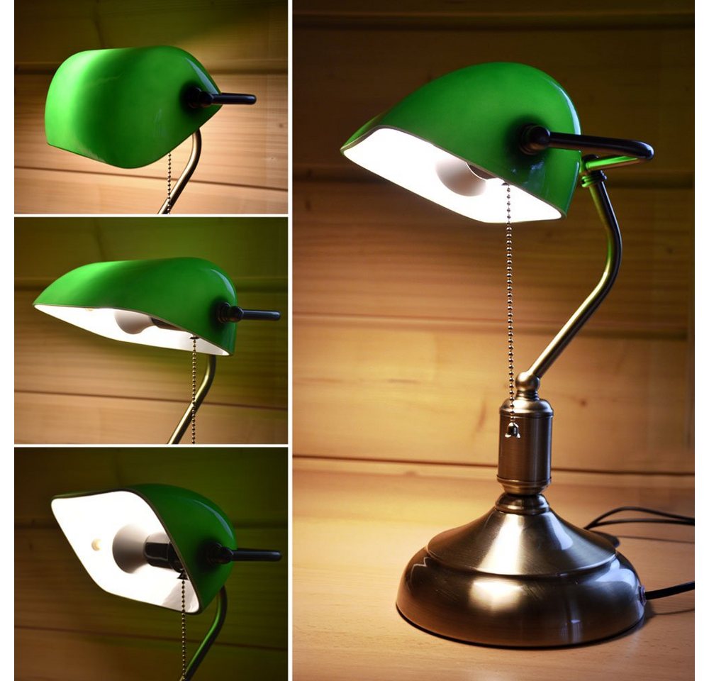 etc-shop LED Tischleuchte, Bankerlampe mit Lampenschirm – Retro Tischlampe Schreibtischlampe Bibliotheksleuchte Banker Vintage Lampe im 20er Jahre Dekor von etc-shop