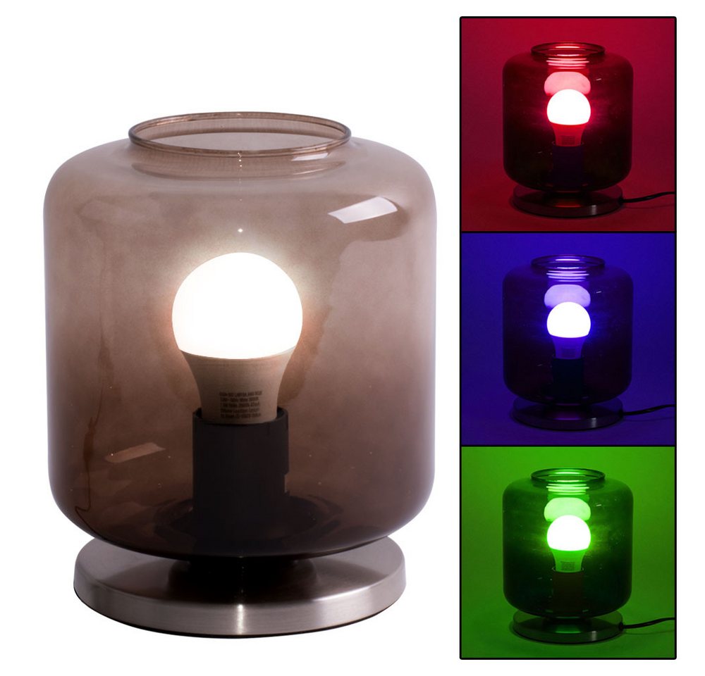 etc-shop LED Tischleuchte, Leuchtmittel inklusive, Warmweiß, Farbwechsel, Tischlampe Beistellleuchte RGB LED Glas braun Fernbedienung dimmbar etc-shop LED Tischleuchte, Leuchtmittel inklusive, Warmweiß, Farbwechsel, Tischlampe Beistellleuchte RGB LED Glas braun Fernbedienung dimmbar von etc-shop
