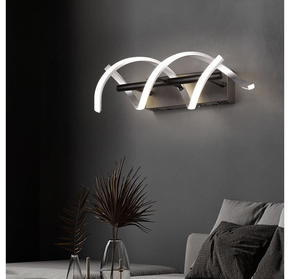 etc-shop LED Wandleuchte, LED-Leuchtmittel fest verbaut, Warmweiß, Neutralweiß, Wandleuchte dimmbar Modern Designlampe Wand schwarz von etc-shop