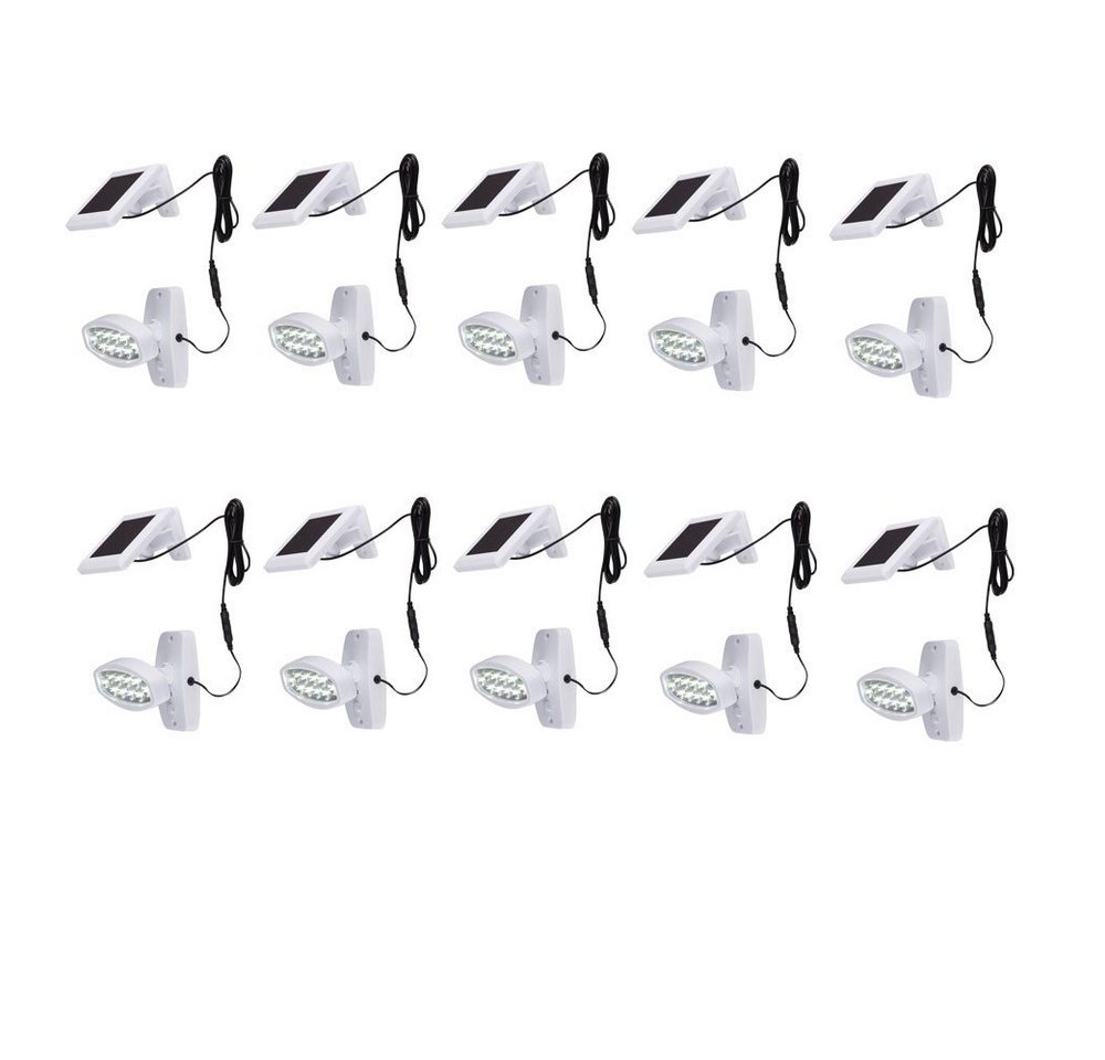 etc-shop LED Wandstrahler, LED-Leuchtmittel fest verbaut, Kaltweiß, Tageslichtweiß, 10er Set LED Solar Außen Leuchte Lampe Bewegungsmelder Wand Strahler von etc-shop