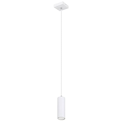 etc-shop Lampe skandinavisch Hängeleuchte Hängelampen Wohnbereich Modern Pendelleuchte einflammig, Metall weiß, 1x GU10 Fassung, LxBxH 9x9x120 cm von etc-shop