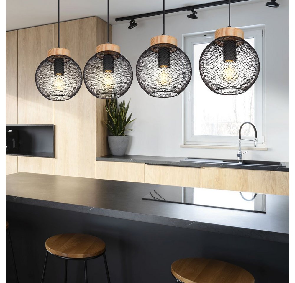 GLOBO LIGHTING Pendelleuchte, Leuchtmittel nicht inklusive, Hängeleuchte Käfig Design Hängelampe Esstisch Pendelleuchte Holz von GLOBO LIGHTING