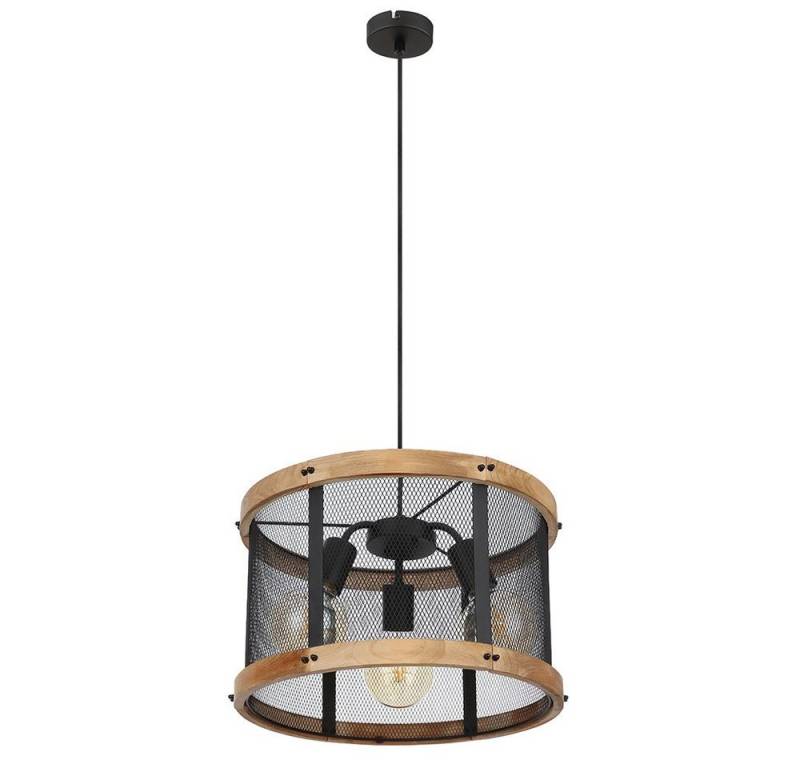 GLOBO LIGHTING Pendelleuchte, Leuchtmittel nicht inklusive, Hängeleuchte Wohnzimmerlampe Metall Holz dunkelbraun 3 Flammig H 120cm von GLOBO LIGHTING