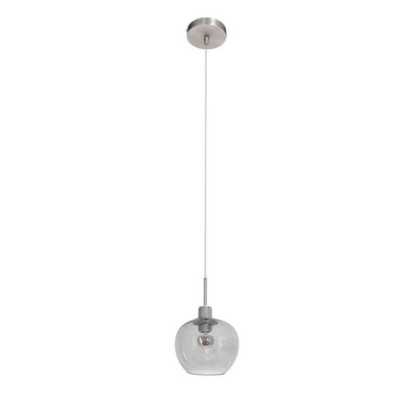 etc-shop Pendelleuchte, Leuchtmittel nicht inklusive, Pendellampe Esszimmerleuchte modern Glasschirm Metall grau silber E14 von etc-shop