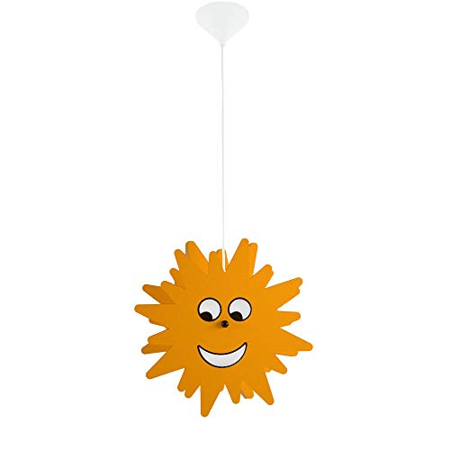 etc-shop Pendelleuchte Kinderzimmer Sonne Hängeleuchte Sonne Kinderleuchte Hängelampe, Fernbedienung dimmbar, Holz gelb, 1x LED 3,5W 320Lm warmweiß, DxH 38x110 cm von etc-shop