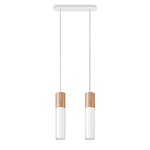 etc-shop Pendelleuchte weiß Stahl Hängeleuchte natur Holz Zylinder Esszimmerlampe Wohnzimmer Hängelampe Modern,2x GU10, DxH 34x100 cm etc-shop Pendelleuchte weiß Stahl Hängeleuchte natur Holz Zylinder Esszimmerlampe Wohnzimmer Hängelampe Modern,2x GU10, DxH 34x100 cm von etc-shop