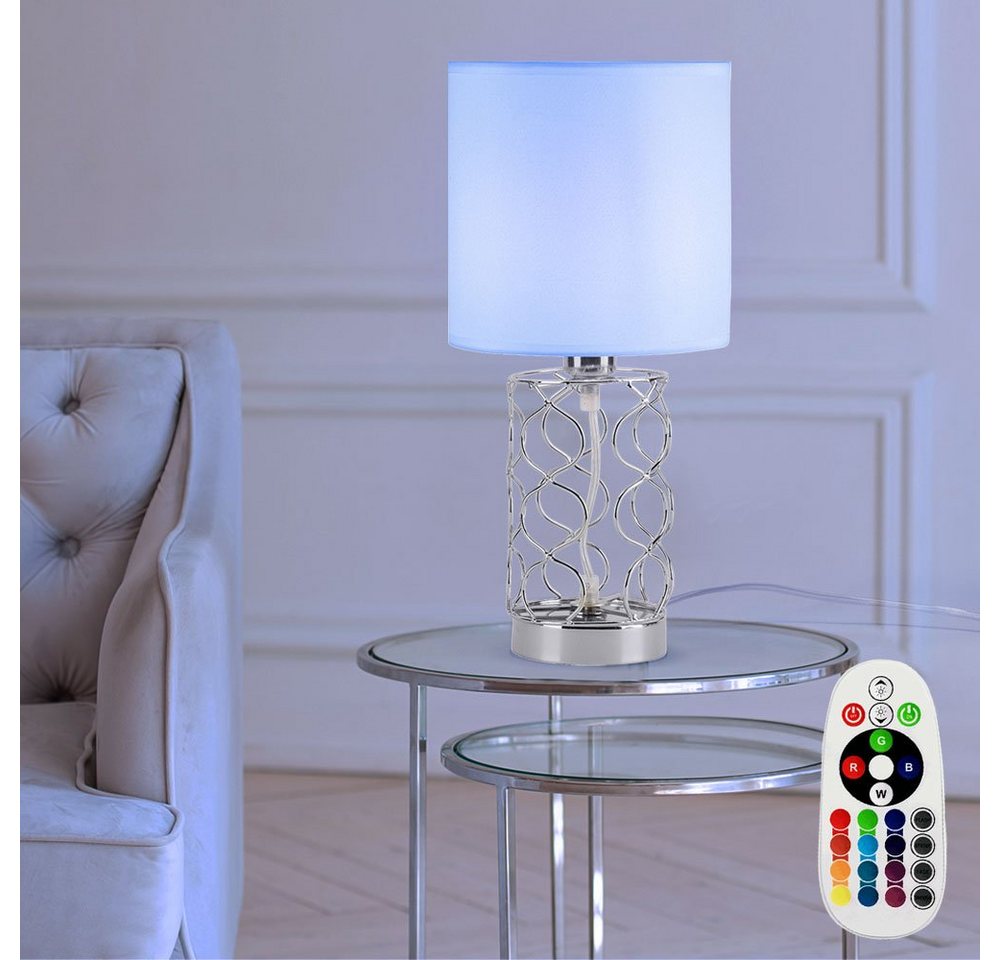 etc-shop Schreibtischlampe, Leuchtmittel inklusive, Warmweiß, Farbwechsel, Tischleuchte Nachttischlampe RGB LED Fernbedienung Textil weiß Stahl etc-shop Schreibtischlampe, Leuchtmittel inklusive, Warmweiß, Farbwechsel, Tischleuchte Nachttischlampe RGB LED Fernbedienung Textil weiß Stahl von etc-shop