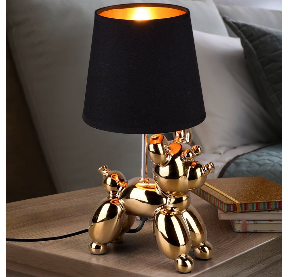 etc-shop Schreibtischlampe, Leuchtmittel nicht inklusive, Tischleuchte Hund Schlafzimmerlampe Tischlampe Textil von etc-shop
