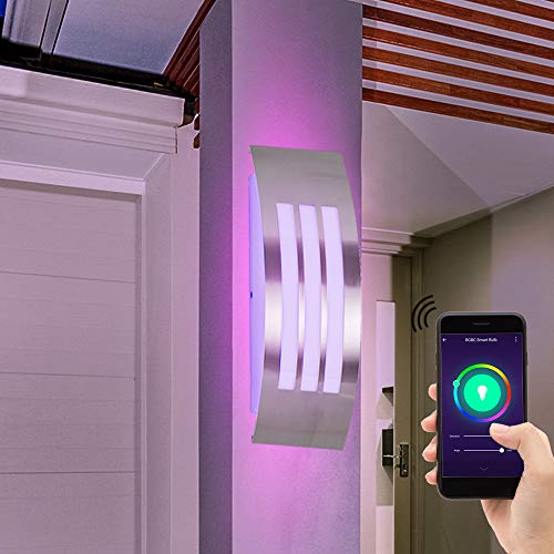 etc-shop Smart Home RGB LED Außen Wand Leuchte dimmbar Garten Strahler Lampe steuerbar per App Sprache Handy von etc-shop