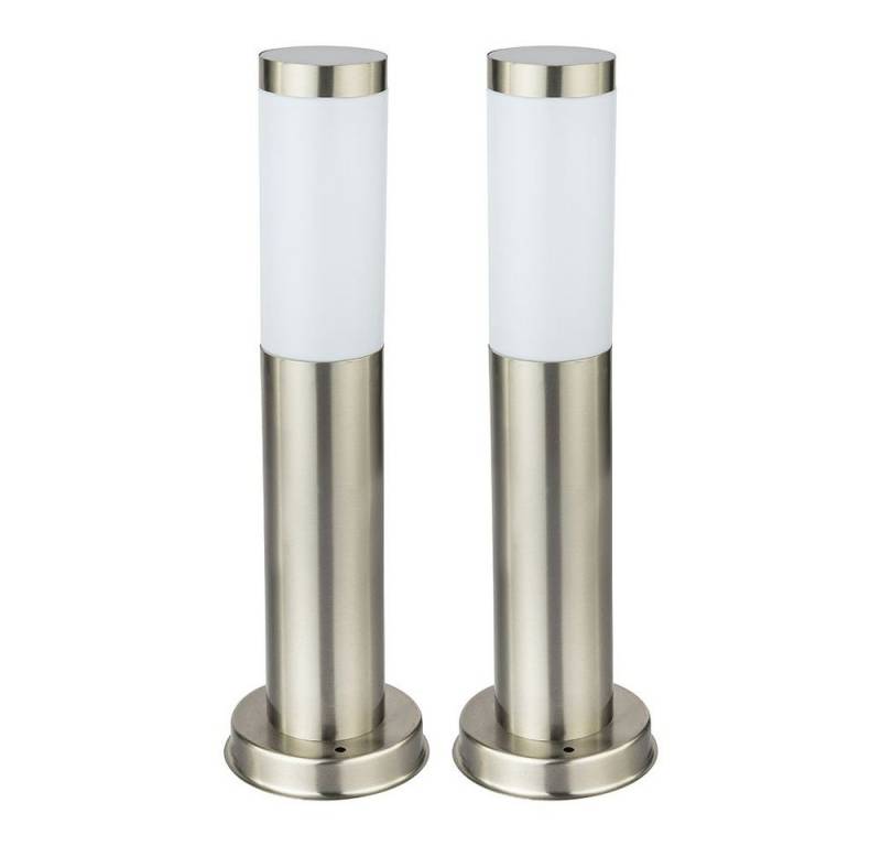 GLOBO LIGHTING LED Außen-Stehlampe, Leuchtmittel inklusive, Warmweiß, Farbwechsel, 2er Set Außen Leuchten Edelstahl Steh Beleuchtung dimmbar von GLOBO LIGHTING