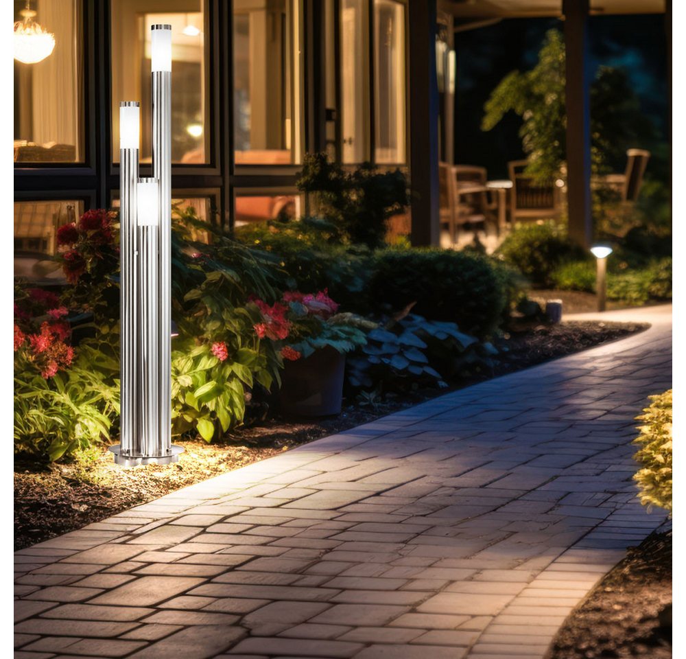 etc-shop LED Außen-Stehlampe, Leuchtmittel inklusive, Warmweiß, Gartenleuchte 170 cm Wegeleuchten Außen Edelstahl LED von etc-shop