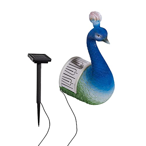 etc-shop Solarlampe Pfau Außen Wandleuchte Figuren Solarleuchte Farbwechsler, IP44 Akku, bunt Wandmontage, RGB LED, LxBxH 12x8,5x20cm von etc-shop