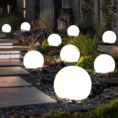 etc-shop Solarleuchte Kugel Garten LED Gartendeko Kugelleuchte Solar 10 cm Solarkugel für Außen klein, Leuchtdauer ca. 6-8 Stunden, H 38 cm, 9er Set von etc-shop