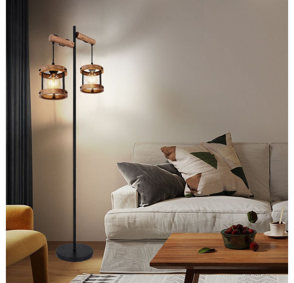 etc-shop Stehlampe, Leuchtmittel nicht inklusive, Stehleuchte Holz Standlampe Esszimmer Design von etc-shop