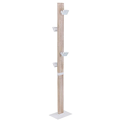 etc-shop Stehlampe Design LED Deckenfluter Wohnzimmer Standleuchten weiß mit Holz-Elementen, Metall Glas, 4x LED 5 Watt warmweiß, LxBxH 25x18x140 cm von etc-shop