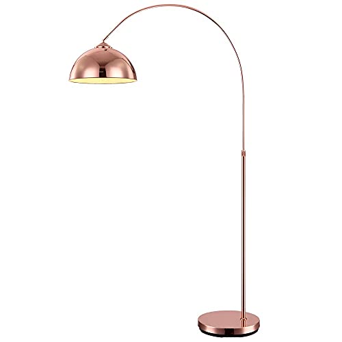 etc-shop Stehlampe Kugel Bogenleuchte Kupfer Metall Standleuchte gebogen Wohnzimmer Höhe verstellbar, Schirm beweglich, 1x E27, H 141-196 cm von etc-shop