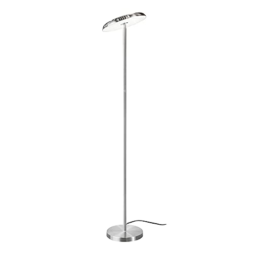 etc-shop Stehlampe dimmbar LED Stehleuchte silber Deckenfluter dimmbar, Tastdimmer, Spot schwenkbar, 1x LED 21W 1700lm 3000K, DxH 28 x 140 cm cm von etc-shop