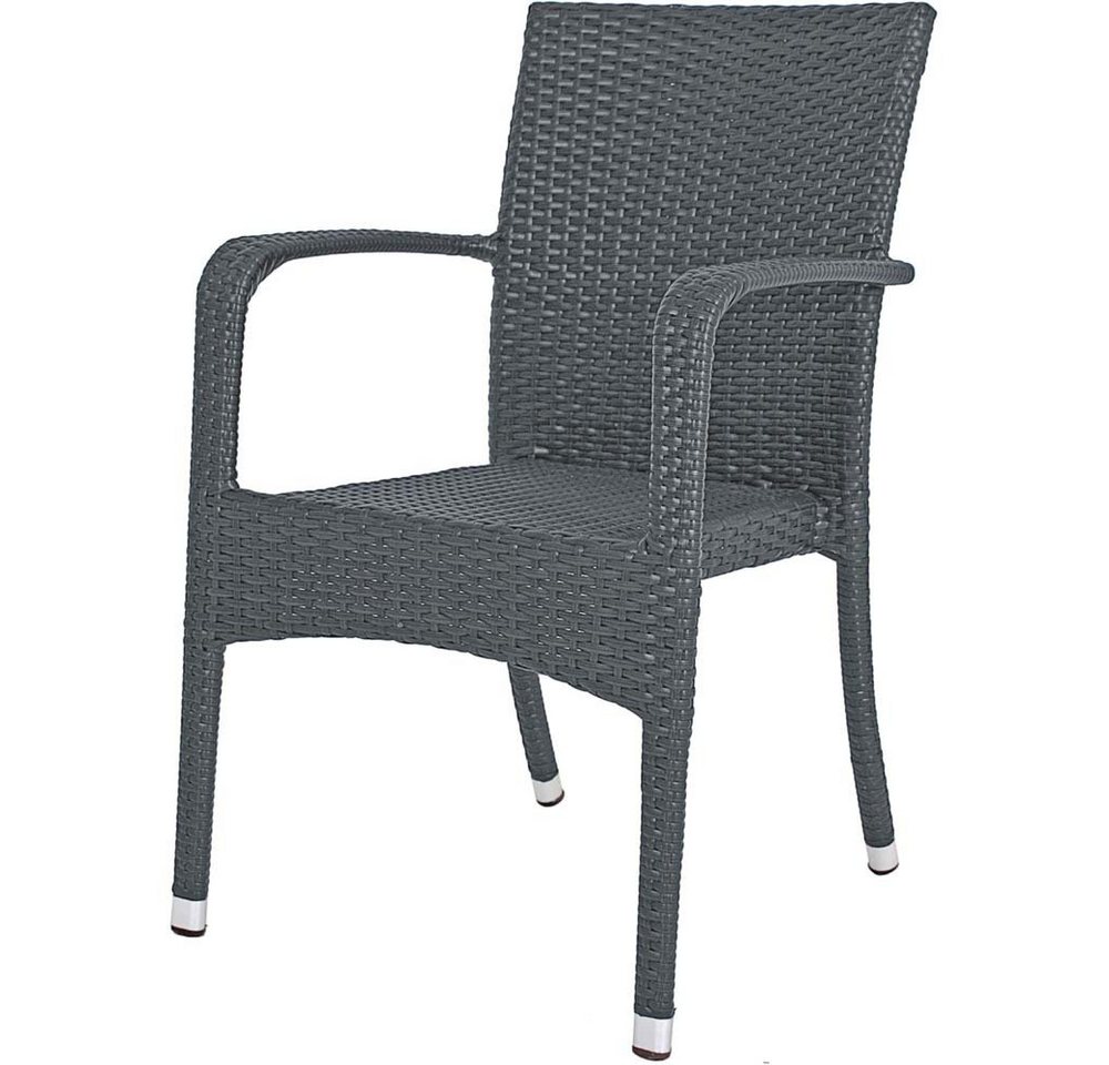 etc-shop Stuhl, 2x Garten Stapelstuhl Terrasse Stuhl Stühle Sessel Rattan Optik grau von etc-shop