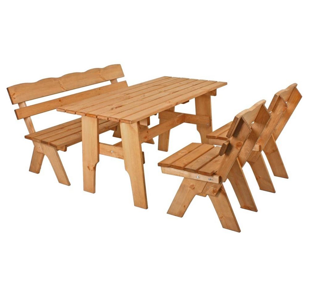 etc-shop Stuhl, 4 teilig Tisch Gruppe Kiefer Holz geölt Garten Sitz-Gruppe Veranda von etc-shop