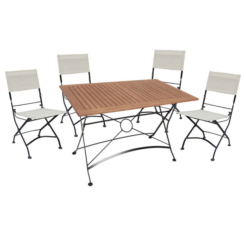 etc-shop Stuhl, 5 teilig Tisch Gruppe Eukalyptus Grandis Garten Sitz-Gruppe Veranda von etc-shop