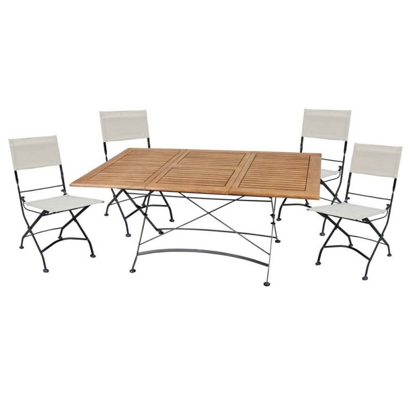 etc-shop Stuhl, 5 teilig Tisch Gruppe Eukalyptus Grandis Garten Sitzgruppe Armlehne von etc-shop