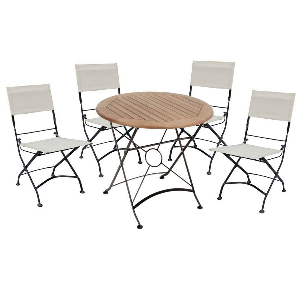 etc-shop Stuhl, 5 teilig Tisch Gruppe Garten Sitz-Gruppe Eukalyptus Grandis Veranda von etc-shop