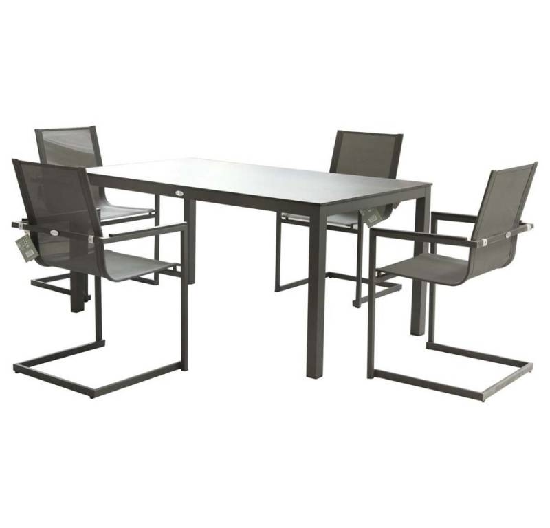 etc-shop Stuhl, Alu Garten Tisch 158cm Aluminium Terrasse Esstisch Balkon anthrazit von etc-shop