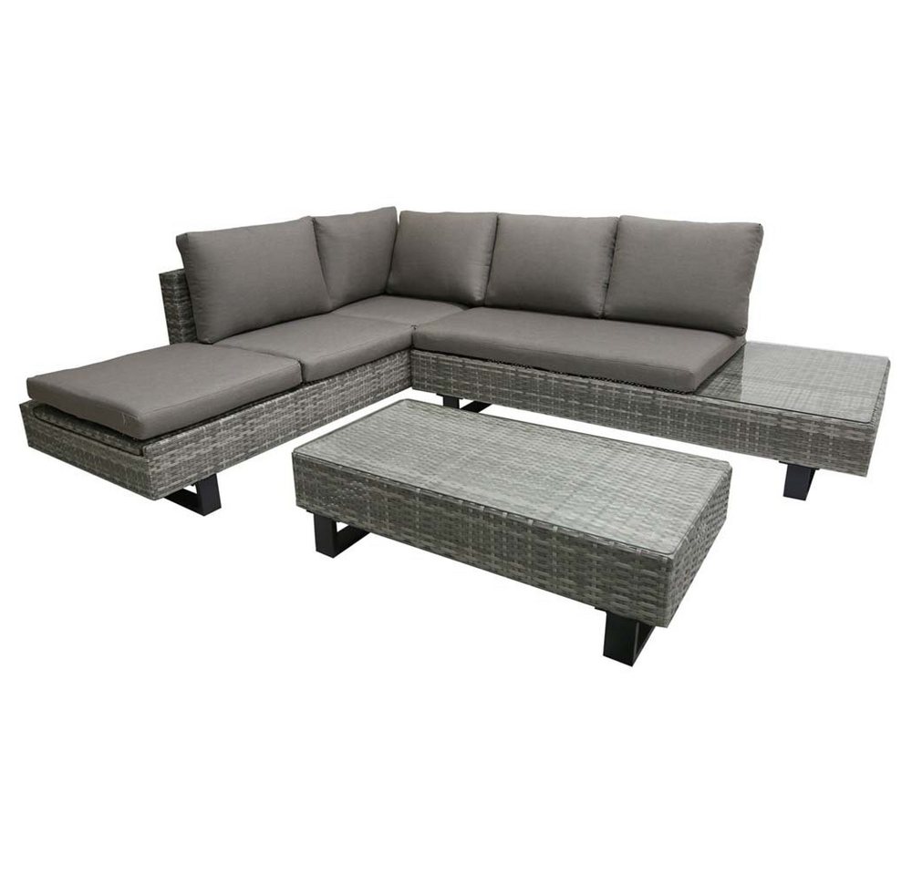 etc-shop Stuhl, Lounge-Eckgruppe Lounge-Sofa Grau Aluminium 3-tlg L 210 cm Wohnzimmer von etc-shop