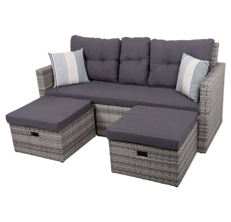 etc-shop Stuhl, Lounge-Sofa Lounge-Coach Polster Grau ALU 180 cm Garten Terrasse Patio von etc-shop