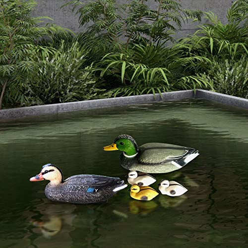 etc-shop Teichenten für Gartenteich Entenfamilie Schwimmente für Teich Stockente Deko schwimmende Teichdeko, mit Verbindungsöse Stabilisierungsgewicht von etc-shop