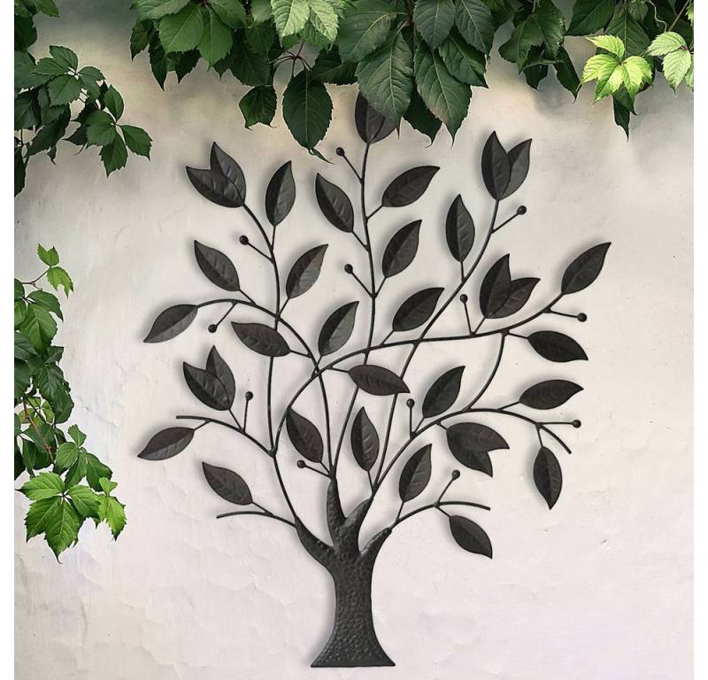 etc-shop Wanddekoobjekt, Außen Wand Bild Terrassen Skulptur Laub Baum Blätter Äste von etc-shop