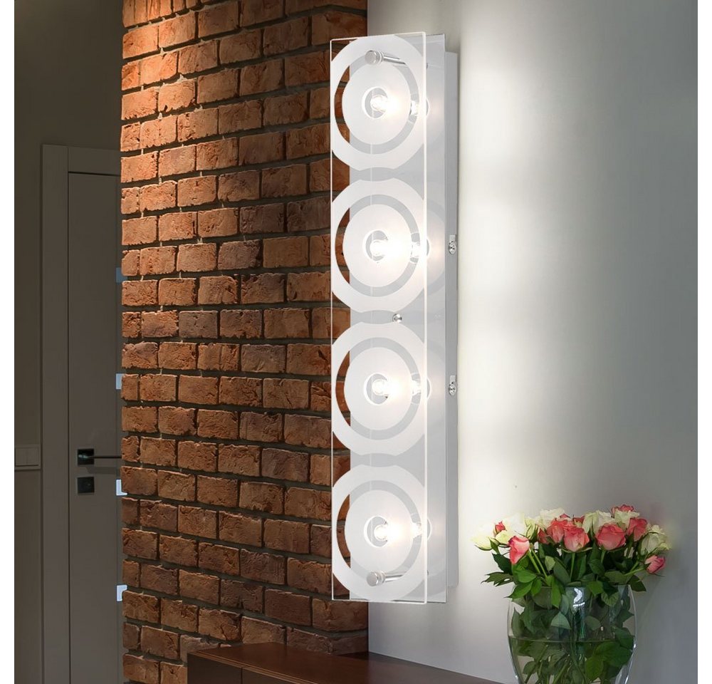 etc-shop LED Wandleuchte, Leuchtmittel nicht inklusive, Design Wand Beleuchtung Glas satiniert 4-flammig Kreis von etc-shop