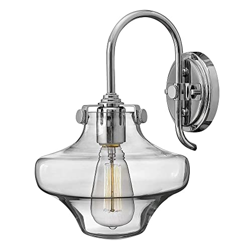 etc-shop Wandleuchte Lampe Glas Stahl Chrom H 33 cm Flurleuchte 1 Flammig Vintage-Stil von etc-shop