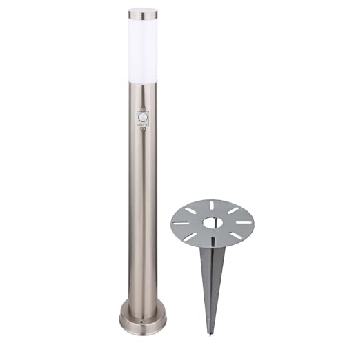 etc-shop Wegeleuchte mit Bewegungsmelder Erdspieß Gartenleuchte LED Außenstehlampe, Edelstahl silber, 11W 1055lm 3000K, DxH 7,6x80 cm von etc-shop