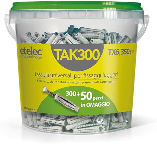 Eimer Box Kit 350 Universal Plugs TX6 Nylon 6x30 mm Schraube 4.5x40 mm von etelec